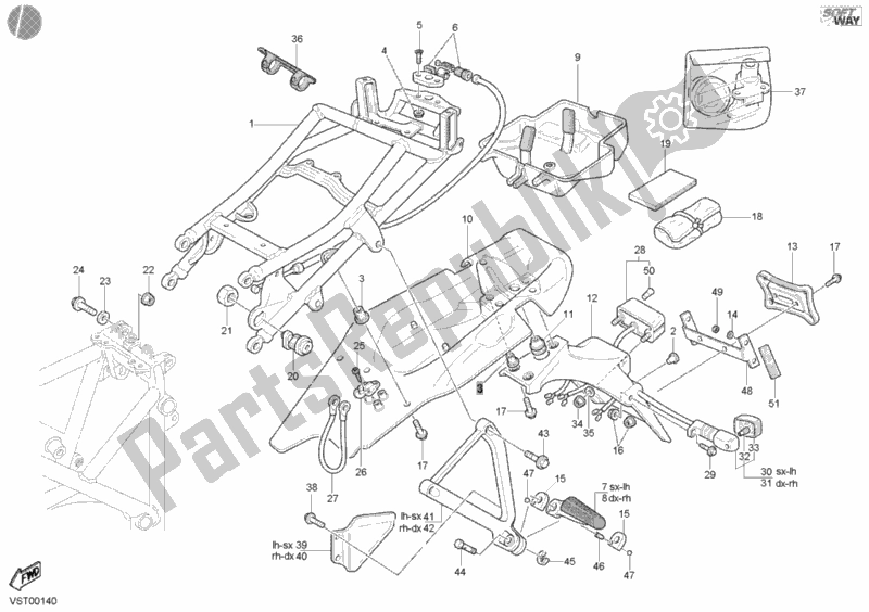 Tutte le parti per il Telaio Posteriore del Ducati Superbike 748 S 2002
